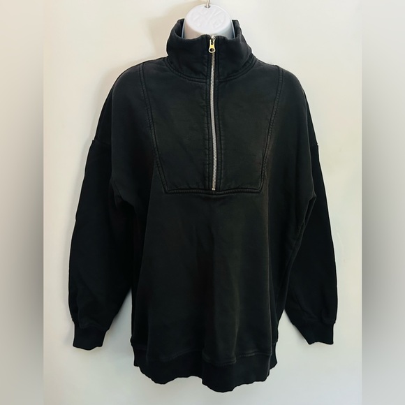 & OTHER STORIES STOCKHOLM Sweatshirt Women S Oversize 1/2 Zip Fleece Mock Neck - Picture 2 of 11